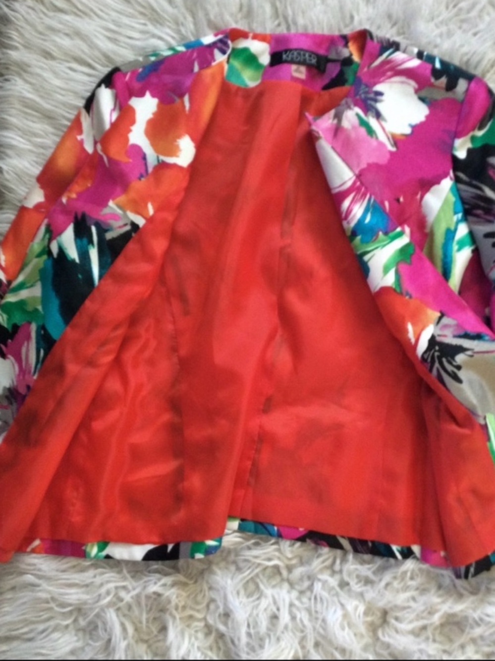 Kasper Tiger Lily Floral Multicolored Satin Blazer